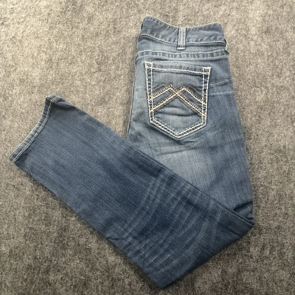 Ariat REAL Denim Jeans Womens 31S 31x30 Blue Bootcut Western Paisley Stretch